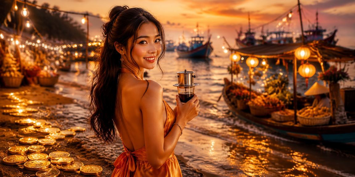 Người dùng Mũi Né nạp tiền cá cược qua app điện thoại bên ly cà phê